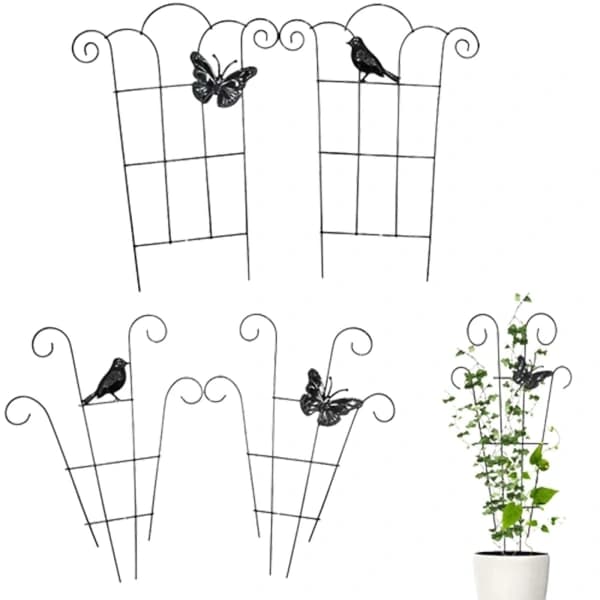 Metallisk espalier, holdbar, rustbeskyttet, til have, baggård, terrasse, balkon, blomsterstøtte, sommerfugl - 2