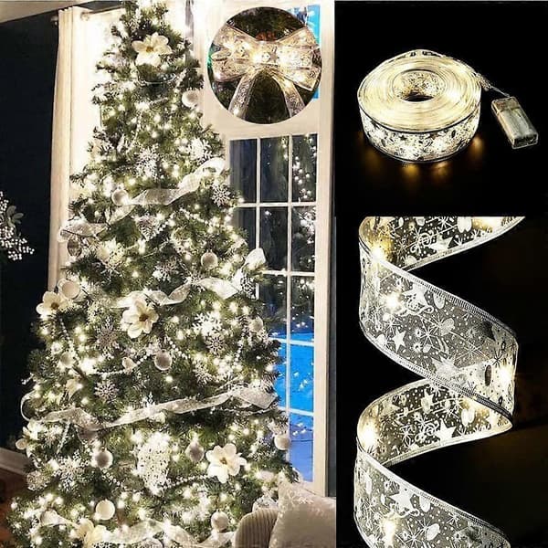 Juldekoration LED-slinga Julgransdekorationer DIY Spetsrosetter Ljusslingor Navidad Heminredning Nyår 2022