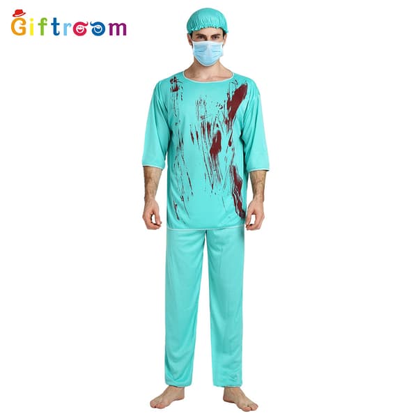 Blodig kirurgdräkt Halloween Maskerad för män och kvinnor