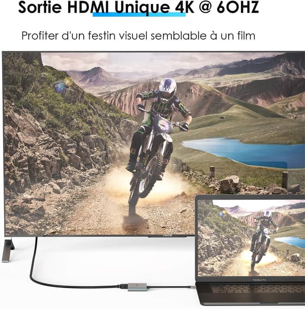 USB-C til Dual HDMI 4k MST-adapter, Bærbar USB C HDMI-hub, Type C til HDMI 4K-konverter, til Macbook Pro, Macbook Air, iPad Pro og mere, Kompatibel