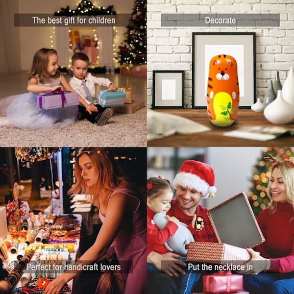 Målade Matryoshka trädockor för barn, handgjorda söta tecknade djur, lejon, tiger, apa, mönstrad staplingsdocka, 5-pack