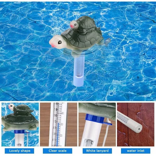Flytende bassengtermometer med snor, flytende støtsikkert bassengtermometer med snor