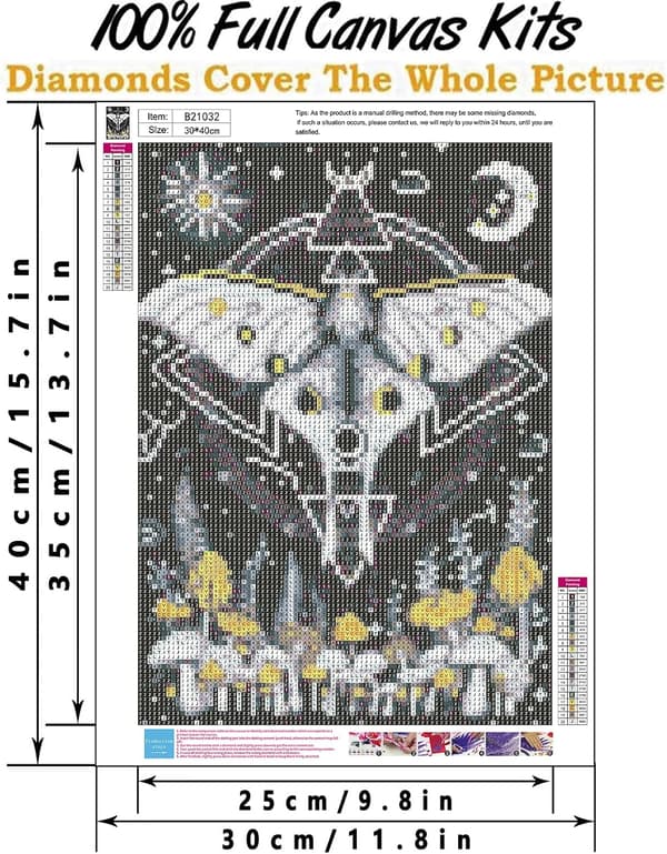 Meditationssommerfugl Diamantmaleri Fuld Diamant, Diamantkunst &