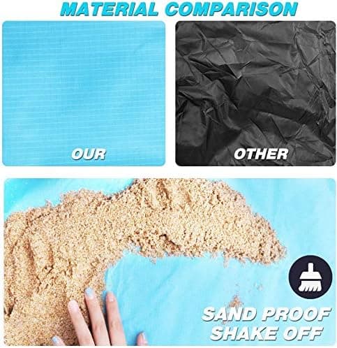 Oversized Beach Blanket Picnic Blanket Waterproof Washable Beach Mat with 4 Stakes Beach Blanket for Beach Park Camping Hiking