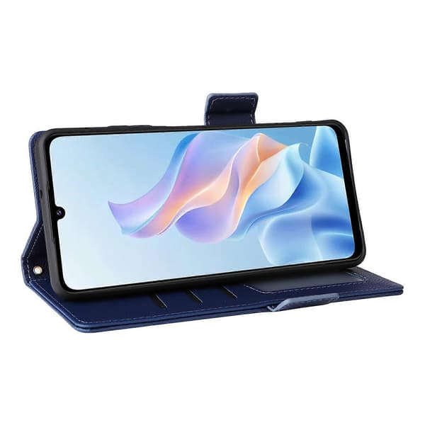 Fodral för ZTE Blade A76 5G med handledsrem, litchi-texturerat PU-läder plånboksfodral [DB] Mörkblå Dark blue Dark Blue