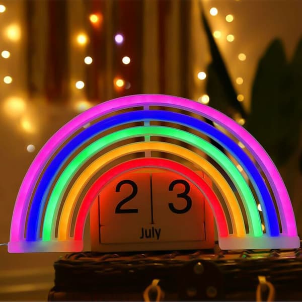 Regnbåge Nattlampa Neon Skylt, Batteridriven eller USB-driven, Väggdekor, Julklapp, Hemfest