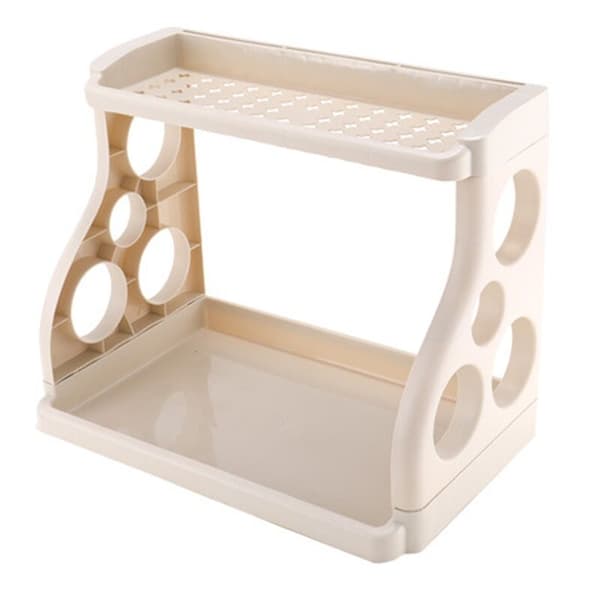 Multifunctional Kitchen Shelf Corner Shelf Dish Rack 2-Layer Perforated Plastic Spice Rack