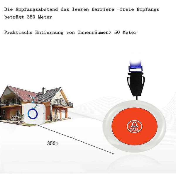 Nødknapp for eldre/eldres nødanrop/hjemmenødanrop internt 150m SOS-alarm trådløst for pleietrengende pasienter [DB]