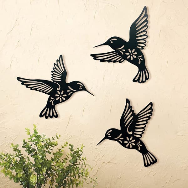 3 kpl puinen seinätaide, kolibri, 9 tuumaa