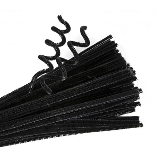 100 Sorte 30 cm x 6 mm piberensere til hobby, chenille, lange, jumbo