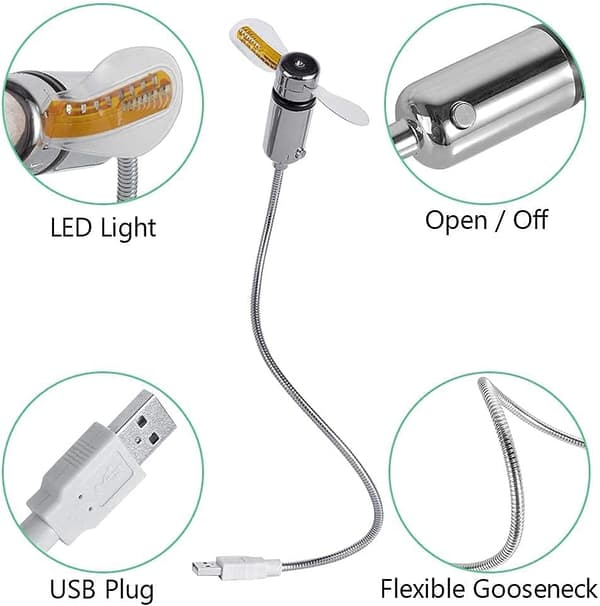 Mini fleksibel LED USB-vifte for bærbar PC med sanntidsvisning Sann