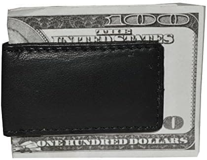 Herrepunge stærk magnetisk pung, pengeclips pung læderpung dollarclips euroclips, sort, 2.1/2  \" X 1.1/2  \"