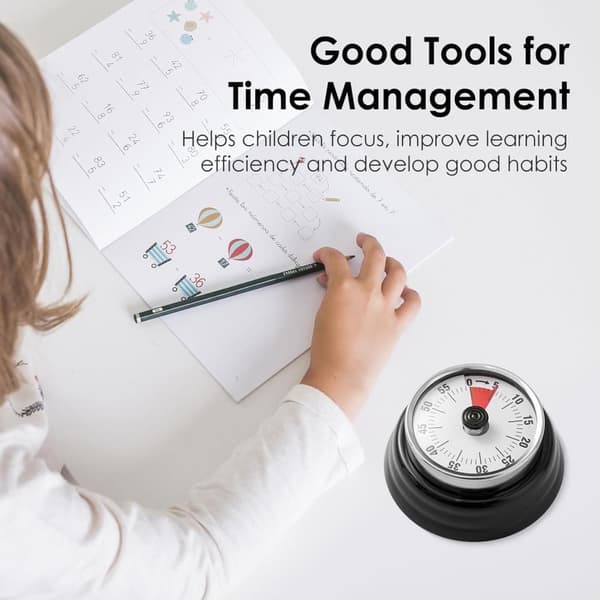 Visuell kjøkkentimer – 60 minutters nedtelling, magnetisk, batterifri timer for matlaging og baking black beige