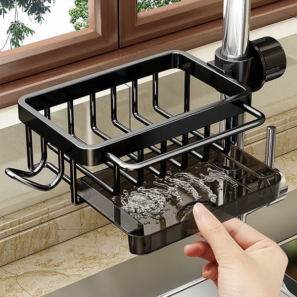 Kitchen Sink Caddy Organizer 360 Degree Rotate Over Sink Strainer Basket With Removable Drain Tray Grey Grey