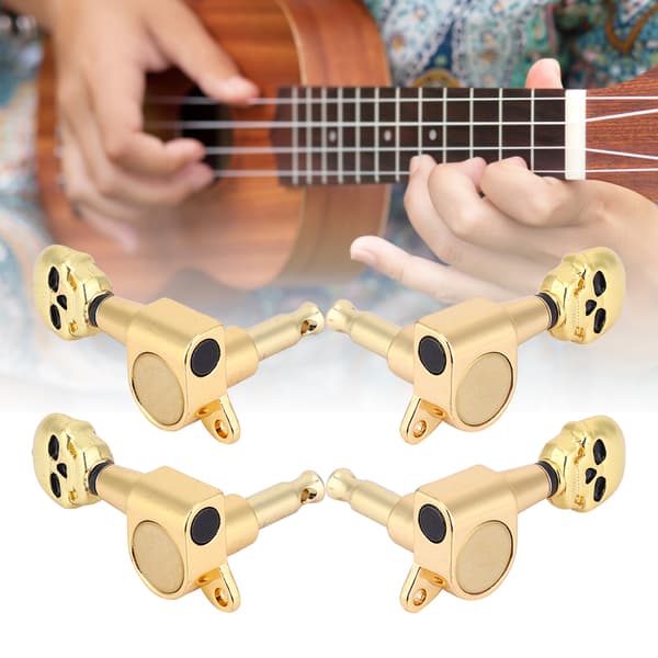 4 stk stemmeskruer gylden kranieformet ukulele maskinhoved strengstemmer nøgle