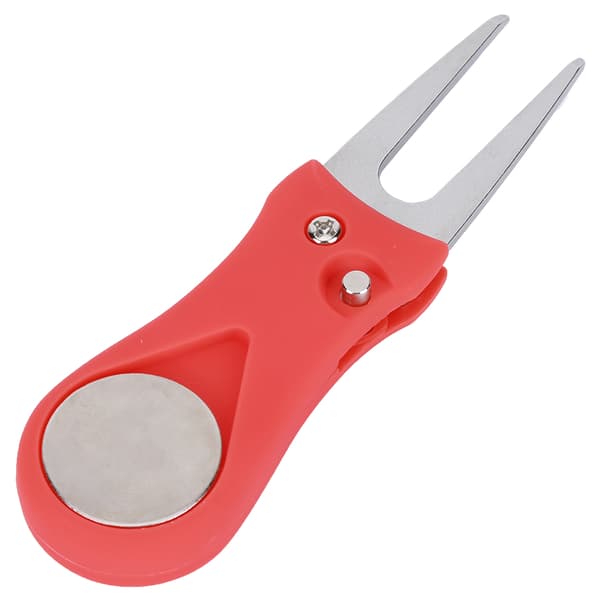 Portable Golf Green Divot Repair Tool Foldable Ball Fork Lawn Repair Golfer Practice Accessory Red