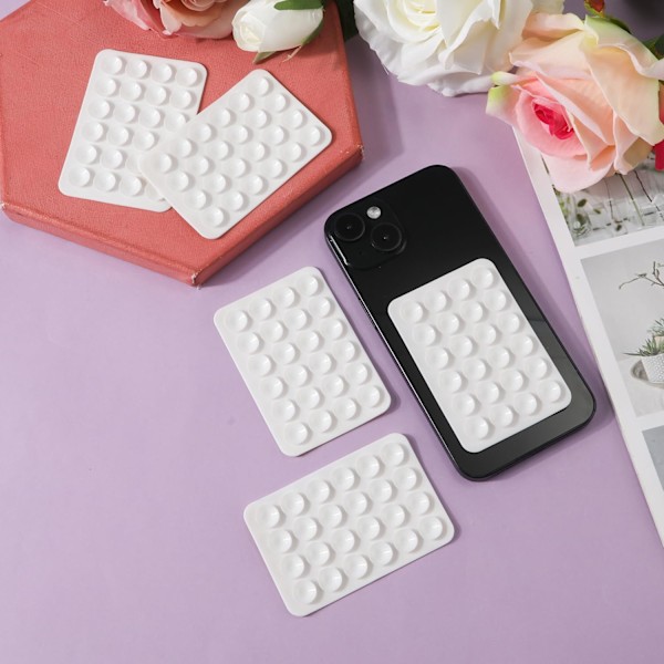 5 st Silikon Sugkopp Telefonhållare, Multifunktionell Telefon Sugfäste för Bil, Mini Sugkopp Matta, Sug Telefonfodral Lim White