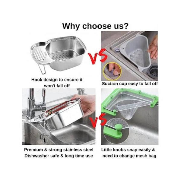 Multifunctional Corner Sink Strainer, Food Catcher, Waste