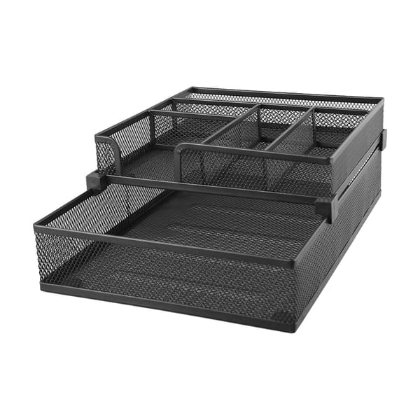 2-Tier Paper Tray Double Layer Metal Mesh Paper Tray Removable Multifunctional Paper Tray for Office Classroom