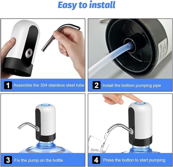Elektrisk vattendispenser, Flaskvattendispenser Universell USB-laddningsbar elektrisk vattenflaskpump för hem och camping