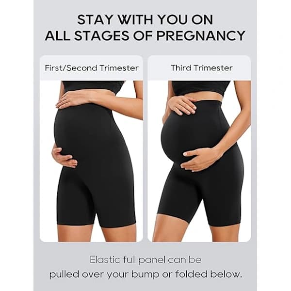 Yogashorts til gravide kvinder - Træningsshorts til maven - Issilke, behagelige og meget elastiske L