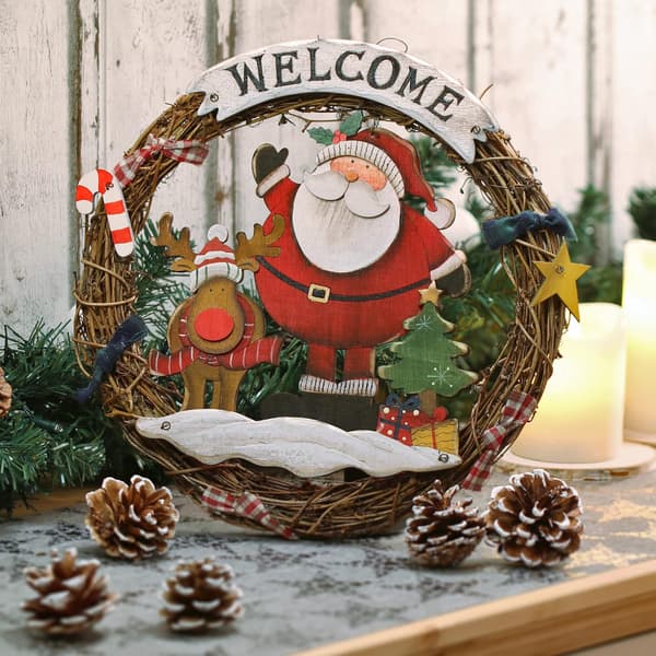 Vevd julekrans 25 cm, velkomstkrans for eldre, velkommen