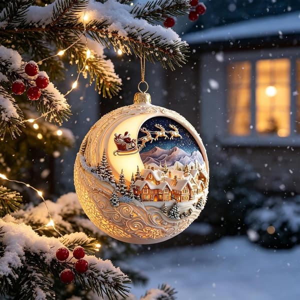 Julgransprydnader akryl 2D varg jultomte snöprydnad A - A