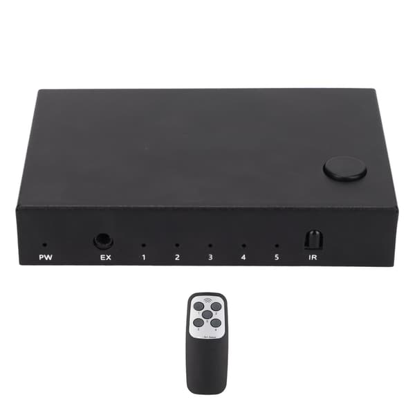 18 Gbps HD Multimedia Interface 2.0 5x1 Switcher 5 inn 1 ut-bryter med fjernkontroll og ladekabel