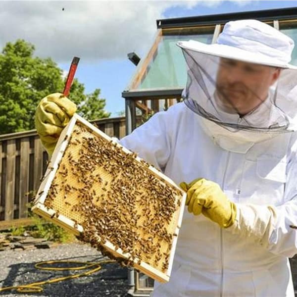 Bihandskar for birøkt, slitesterke langermede saueskinnshansker