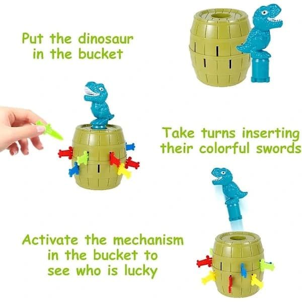 Pop-up dinosaurleker, tønne dinosaurleker, morsomt actionbrettspill for barn