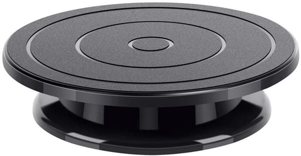 Rotating Cake Turntable, 360° Smooth Spin with Non-Slip ABS Surface and 2 Spatulas, for Baking, Ceramics, and Crafts, Black, 27 cm W B