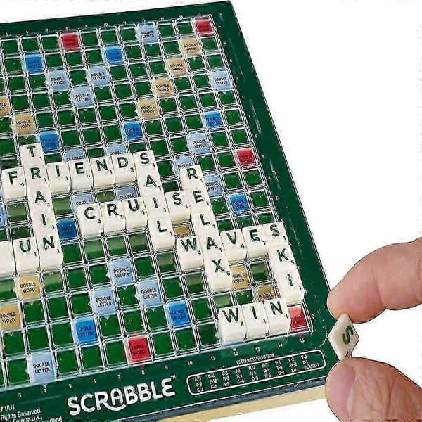 Deluxe Scrabble-sæt med låsbare brikker til familiesjov (FMY)