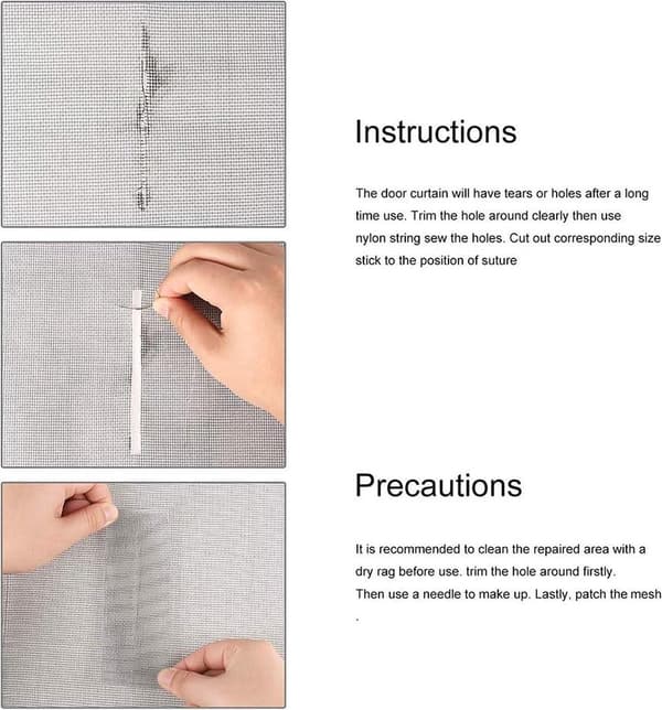 Fiberglass Window Screen Repair Kit, 2 Pieces 5x200cm Grey, Mosquito Net Tape for Doors and Windows