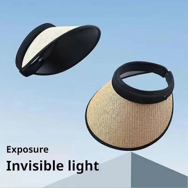 Women's Summer Sun Visor Beach Hat Long Brim Straw Tennis Caps