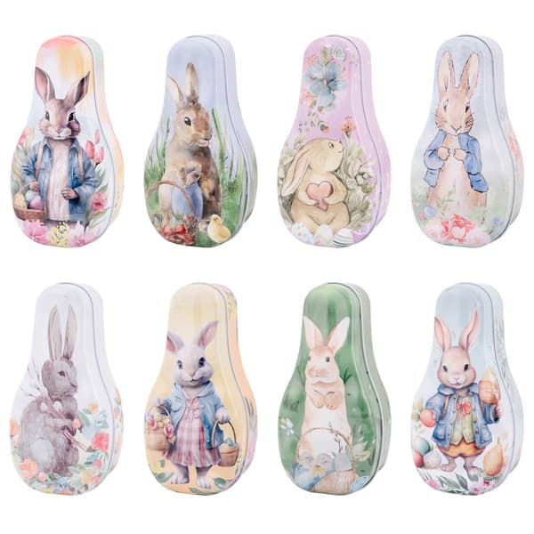 Easter Bunny Tin Container Reusable Decorative Candy Storage Gift Box for Kids and Easter Baskets Model A