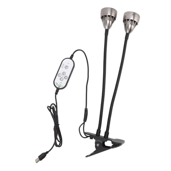 LED Växtlampa Dubbla Huvuden Suckulent Växtlampa USB-driven med Klämma_tfrf