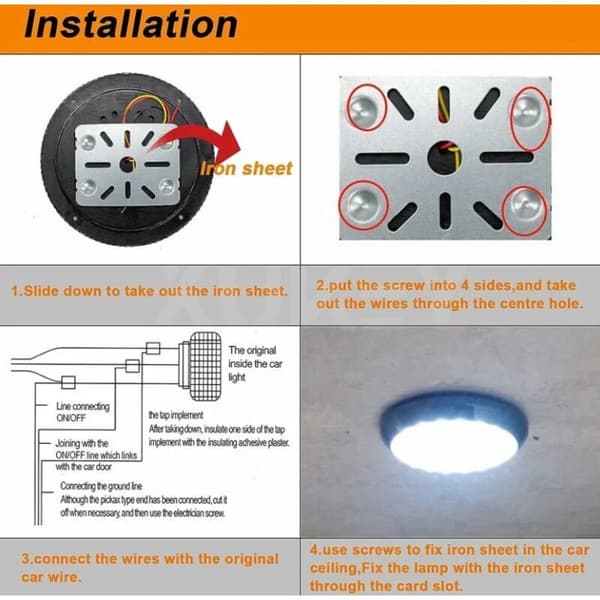 12V LED RV Dome Light for Interior - Caravan Lighting with ON/OFF Switch - 46 LEDs for Reading