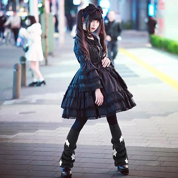 2 par Kawaii benvarmere til damer - Søde strikkede benvarmere til Y2K Harajuku Goth Halloween-stil