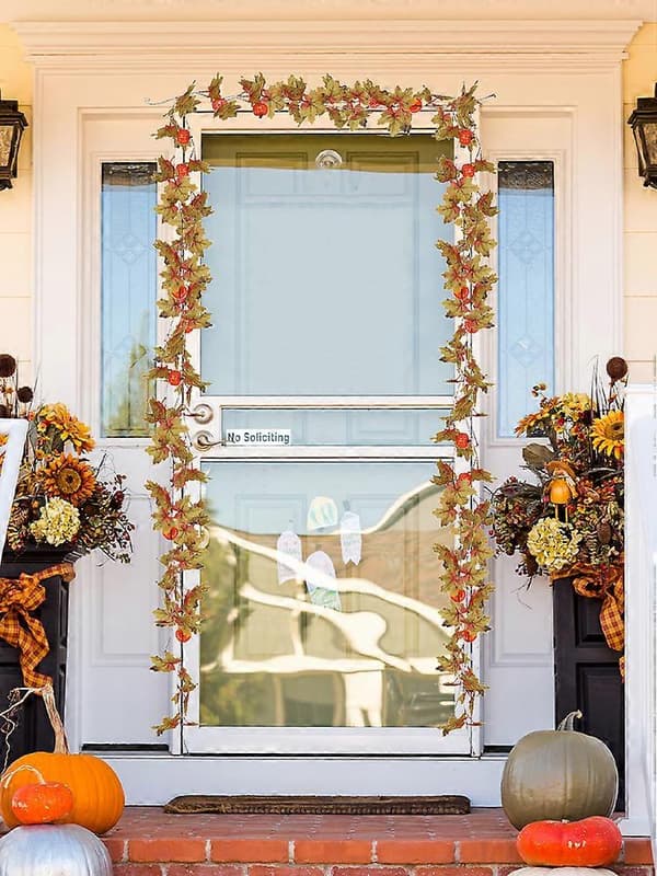 100% New Artificial Maple Leaf Wreath Pumpkin Rattan Gift For Outdoor Vine