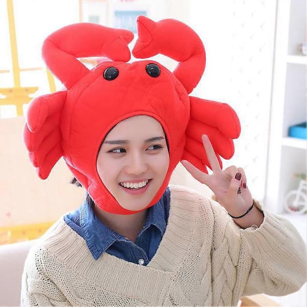 Sinknap Härlig Taiyaki Krabbformad Bomullsöronskyddad Mössa Kostymfester Tillbehör Krabba Crab