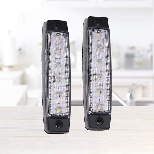 12V 6 LED posisjonslys for tilhenger, baklys, sidemarkeringslys, blinklys, instrumentbelysning (hvit)