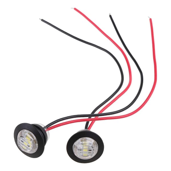 2X Mini Hvit 3/4 \" Rund Side 3 LED Marker Tilhenger Bil Lys Vanntett Flerfarget Hvit Vit