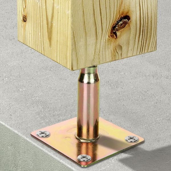 Paket Galvaniserade Justerbara Stolpfästen 100-150mm - För Konstruktion - Guld, DEBUNS
