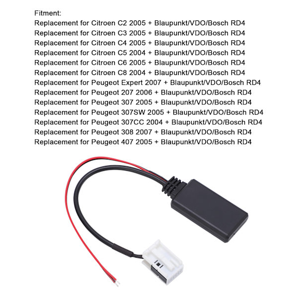 Bluetooth Bil Lydadapter til Citroen C2 C3 C4 C5 C6 C8 Stereo