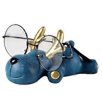 Sød Dyrefigur Elg Brilleopbevaringsholder Harpiksstatue Displaystativ Elegant blå Elegant blue