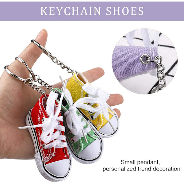 12 Nyckelringar, Mini Canvas, Sneaker Nyckelring Berlocker