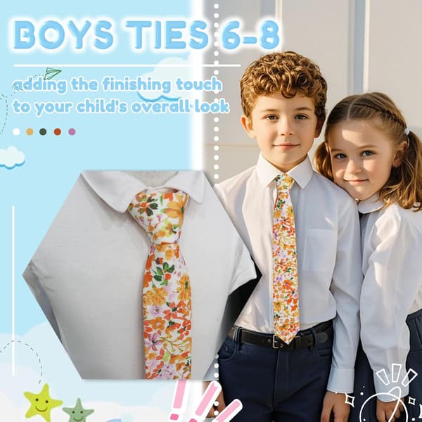 Herre Drenge Blomstret Slips, Selvbinder Slips til Bryllup Dimission Uniform Skoleskjorte -
