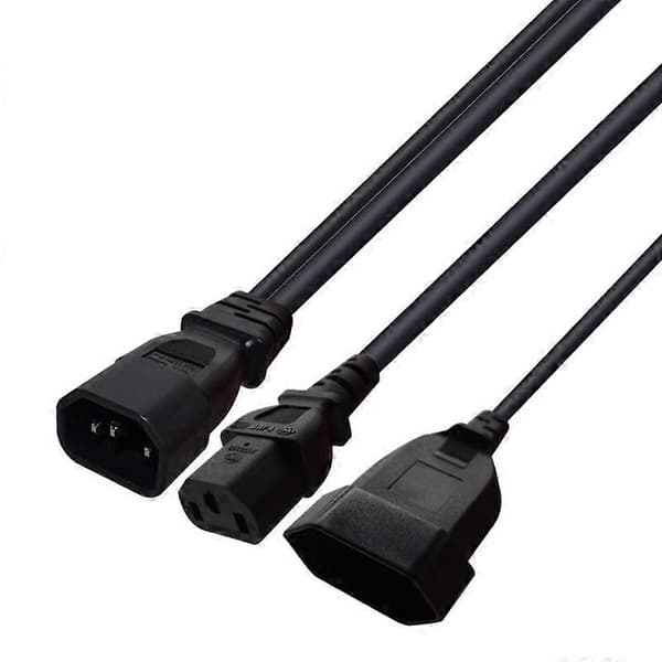 Y-formet strømkabel, IEC320 3-polet C14 til han C13 + 2-hullers EU 4,0 mm hunstik AC-strømkabel