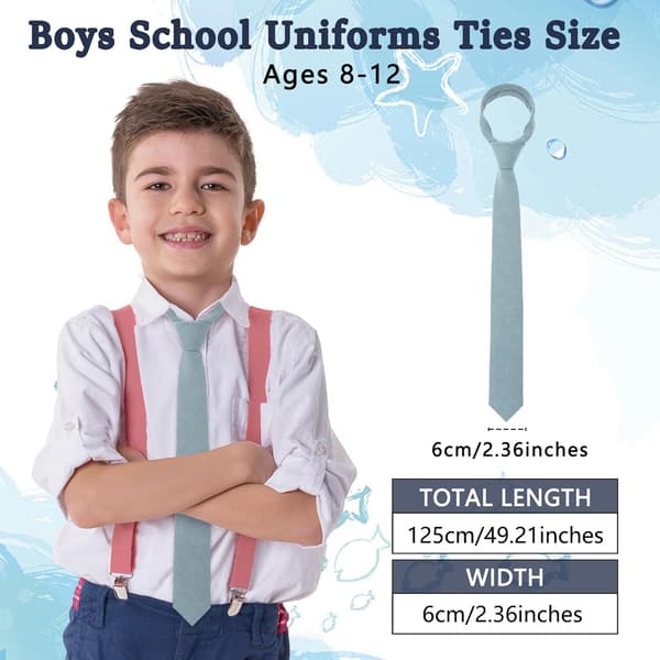 2,36'' ensfarget gutteslips, bomull barneslips for skoleuniformer fest konfirmasjon bryllup (8-12 år) himmelblå - Sky Blue