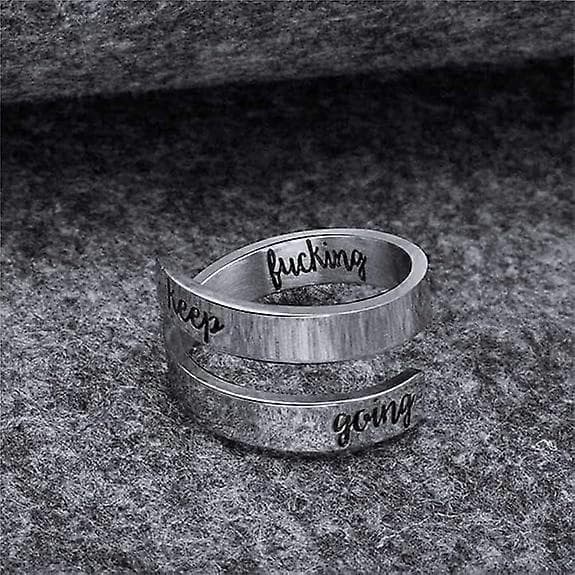Justerbar Ring, Graverad Inspirerande 'Keep Going'-ring för Män, Kvinnor, Pojkar och Flickor